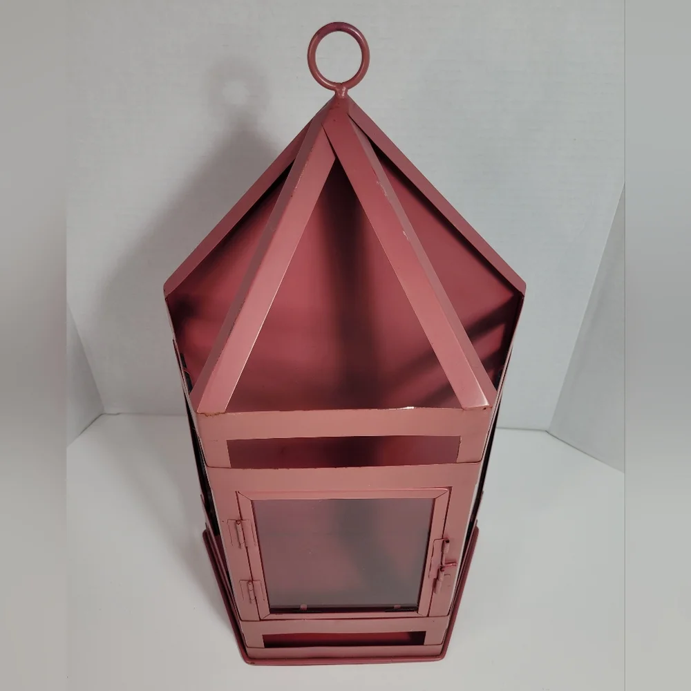 Charming Extra Large Metal and Glass Vintage Lantern Wall Sconce Rare